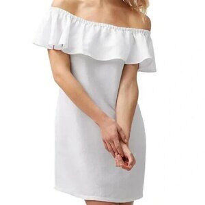 Tommy Bahama White St. Lucia Off The Shoulder Ruffle Swimsuit Cover Up Dress